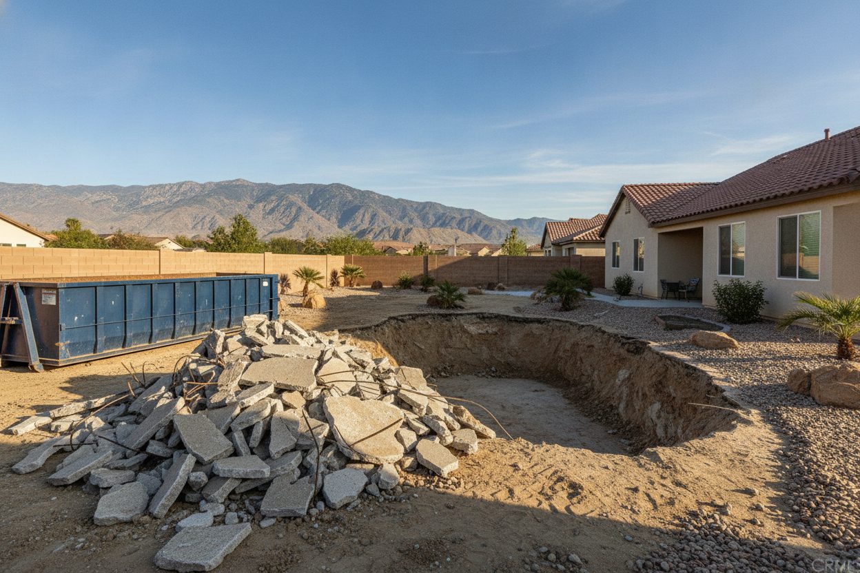 Open excavation after a full pool removal in Fontana