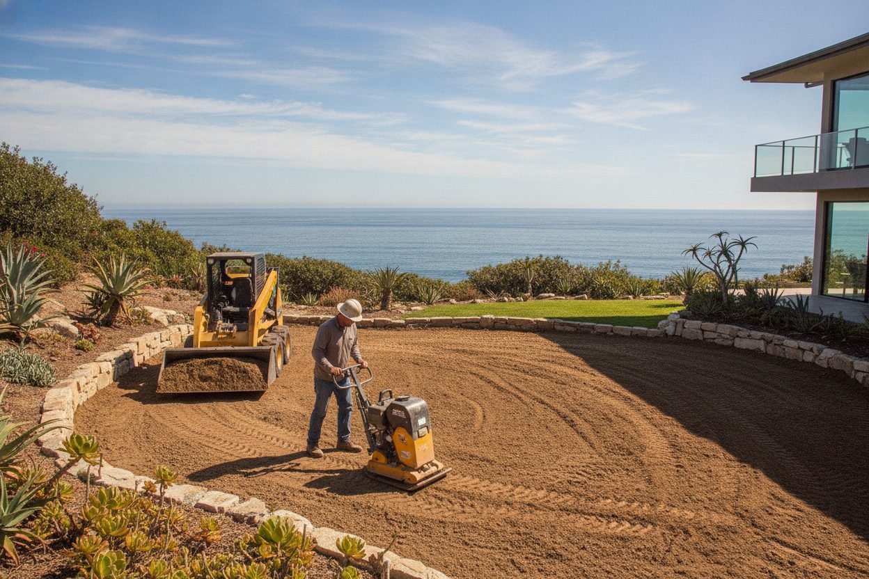 Fill being compacted where a pool was removed in Oceanside