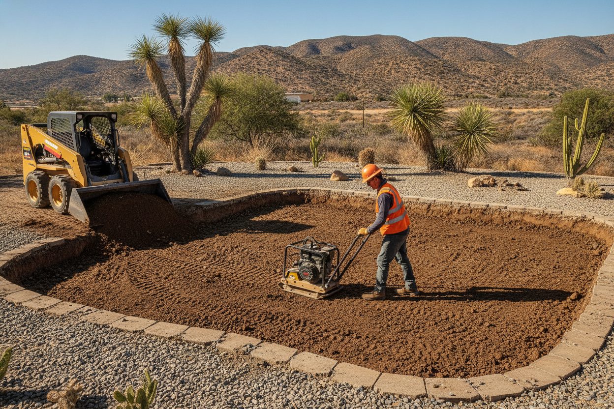 Fill being compacted where a pool was removed in Palmdale