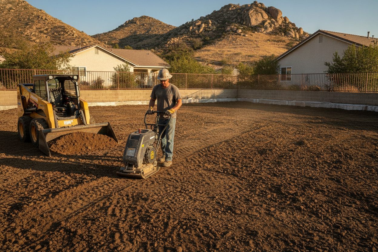 Fill being compacted where a pool was removed in Riverside