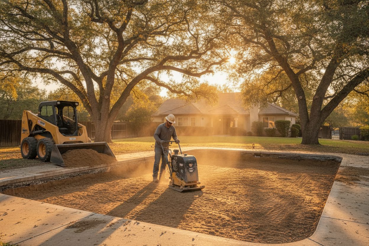 Fill being compacted where a pool was removed in Sacramento